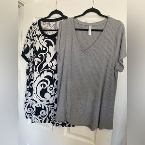 2 LuLaRoe tops. 1 round neck 1 v neck